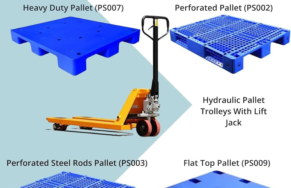 How are plastic pallets and crates designed to handle different types of loads (e.g., heavy-duty, lightweight, perishable goods)?