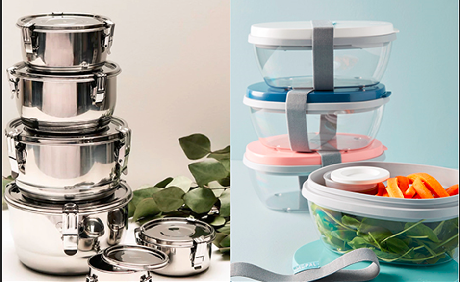 What are the primary advantages of metal containers and cans compared to plastic and rubber alternatives in terms of durability, recyclability, and barrier properties?