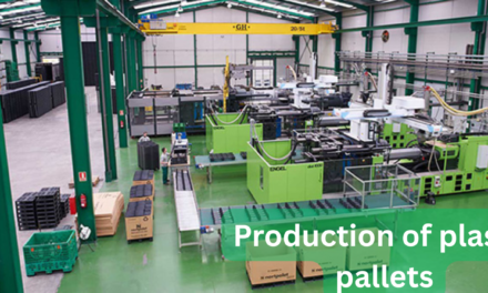 What are the main materials used in the production of plastic pallets and crates, and how do their properties affect performance?