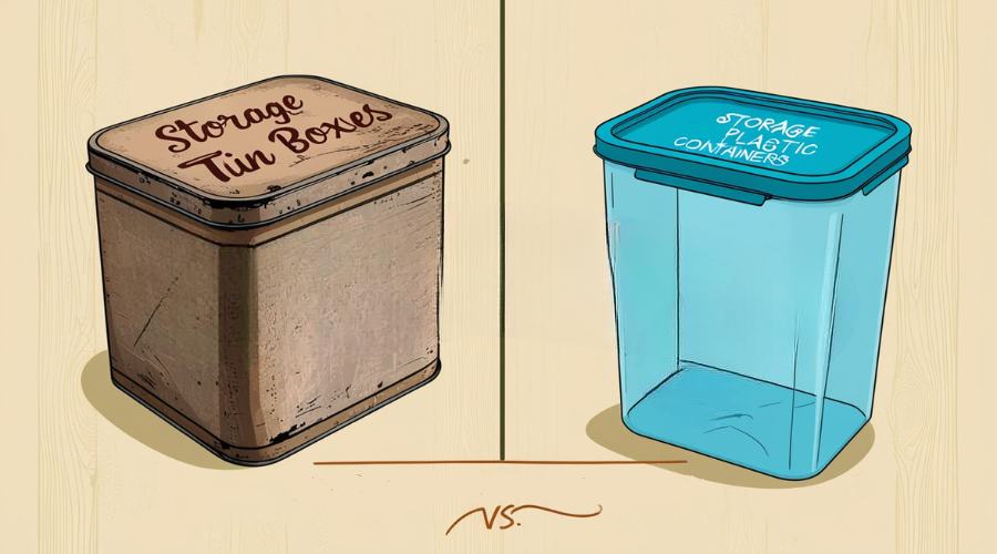 What innovations are being made in tin container designs to match the versatility of plastic containers?